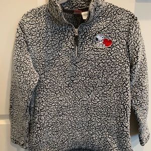 PEANUTS Snoopy Heart Women’s Sherpa Pullover 1/4 Zip Long Sleeve Sweater - Small